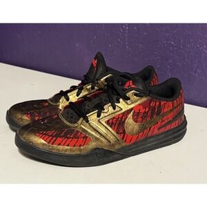 Nike Kobe Mentality Iron Man Gold Red Youth SZ 7 Basketball Shoes Excellent